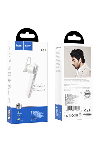 Hoco Casca Wireless Brand E61, Bluetooth 5.1, Incarcare rapida, Microfon, Baterie 40mAh, Alb