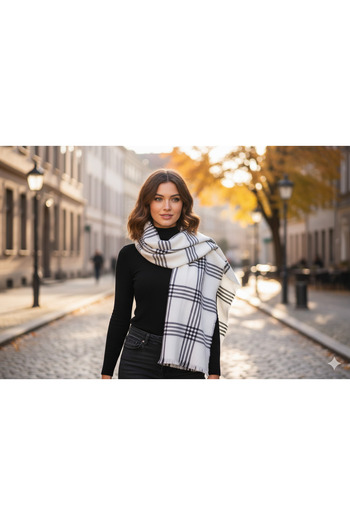 MYZİ STORE ŞAL de iarnă gros cu model pentru femei – Şal oversize (65*175 cm)