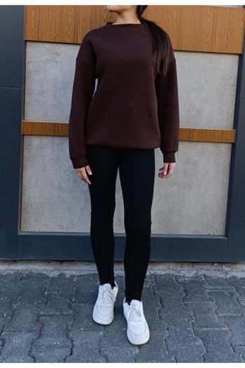 siyalife Crew Neck 3 Thread Raised Basic Thick Sweatshirt