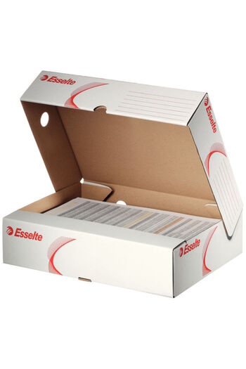 Esselte Standard storage and filing box, horizontal, cardboard, 100% recycled, 80 mm, white