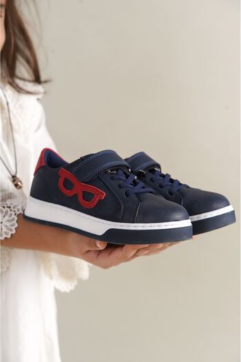 Zerenyus Glases Velcro Orthopedic Seasonal Children's Sports Shoes Navy Red