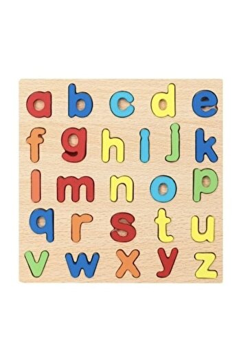 Toy Puzzle 3D din lemn – Alfabet englez, joc educativ pentru copii, 6 piese, 20×20 cm