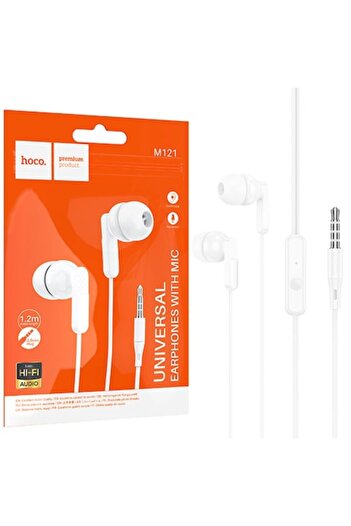 Hoco Casti cu Fir (M121), In Ear, 3.5mm, 1.2m, Mic & Volume Key, HiFi, White