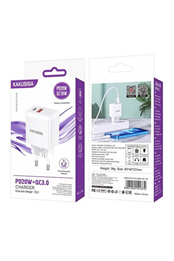 KAKU Network Charger (KSC-1252), PD20W, 1xUSB-C, 1xUSB-A, White