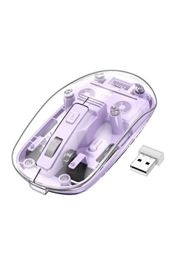 Hoco Mouse Wireless, GM29 Cristal, USB, BT 5.0, 2.4Ghz, Transparent