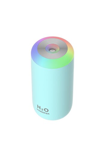 Flippy Umidificator, H2O, cu difuzor de aromă, lumină de noapte LED în 7 culori, zgomot redus, 14,7x7,2 cm, 350 ml, albastru