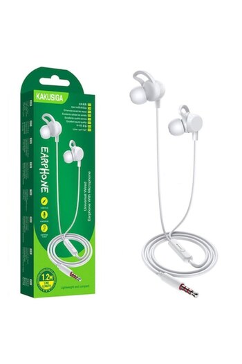 KAKU Wired Headphones (KSC-705), In Ear, 3.5mm, 1.2m, Mic & Volume Key, HiFi, White