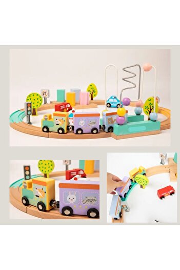 OEM Interactive and Educational Toy, Wooden Circuit with Magnetic Cars, Shape Sorter, Bead Maze