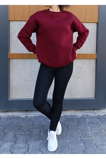 siyalife Crew Neck 3 Thread Raised Basic Thick Sweatshirt