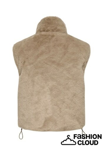 ONLY Women's Brown Onldana Faux Fur Rev.Waistcoat Otw Cc Vest 15348986-Silvermin