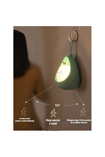 Flippy Lampă de noapte portabilă, silicon non-toxic, reîncărcabilă prin USB, senzor de mișcare, albastră, iepuraș