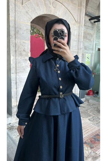Merve Bayraktar Denim Skirt Suit