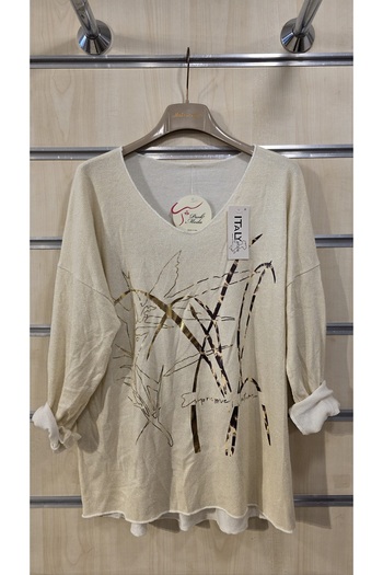 Park Moda Ιταλική μπλούζα με ασημί επικάλυψη με στάμπα