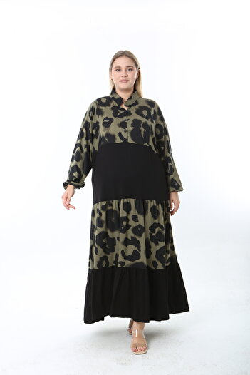 XL Modam Women's Patterned Lycra Plus Size Dress