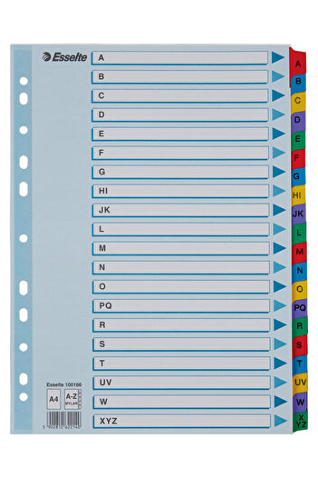 Esselte Mylar index card with laminated keys A4 index A-Z