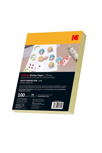 Kodak glossy sticker photo paper, A4 format, laser printing, top 100 sheets