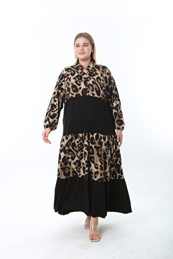 XL Modam Women's Patterned Lycra Plus Size Dress