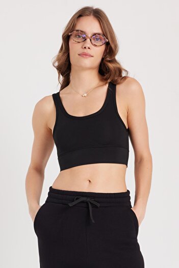 Tudors Women's Slim Fit Slim Fit Slim Strap Square Neck Black Crop