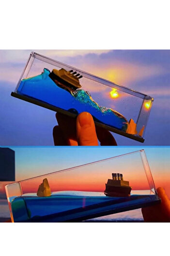Generic Set of 2 Unisinkable Cruise Ships Titanic Fluid Drift Bottle and Pirate Ship