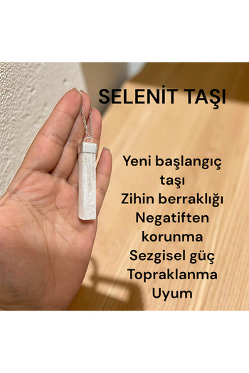 KIRMIZICOSMETİCS Selenite Stone Pendant. Original Unprocessed