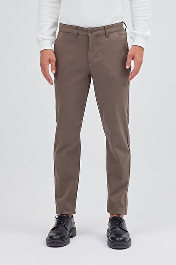 İmza Khaki Side Pocket Straight Leg Cotton Slim Fit Chino Casual Trousers 1003255155