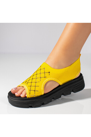 BMoD Yellow women's sandals with applied stones MOD11374