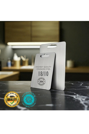 ENASHOP Steel Cutting Board-18/10 1 Piece 35*24Cm-Stainless--Kitchen Cutting Board
