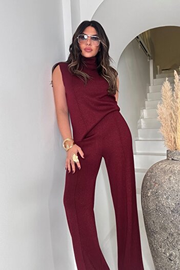 Sohotique By P Glitter Knitted Fabric Set Burgundy