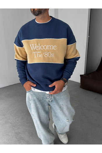 BYBASICMAN Beige Welcome Embroidered Sweatshirt Pm-09