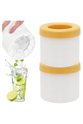 Flippy Silicone Ice Tray with Lid, Flippy, Glass Shape, BPA Free Silicone, 9x8.5x8 cm, Yellow