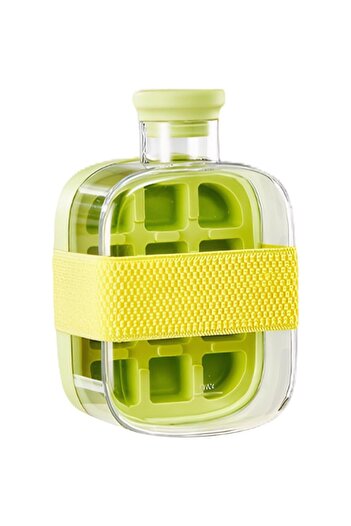 Flippy Ice Mold, Flippy, 2in1, Bottle Type with Straw, 500 ml, 12 Cubes, 16.3 x 10.8 x 8 cm, Green