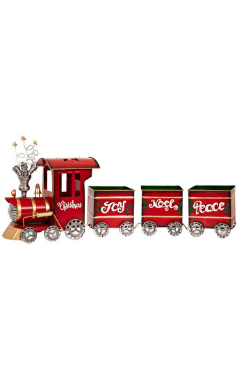 BraziPremium By OLLMA Christmas metal decoration Little train with carriages, 98 cm, red