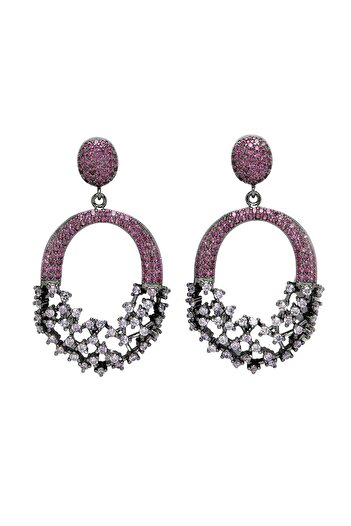 Avant-Garde Paris Diva Collection Sparkling Red Hollow Out Zirconia Earrings