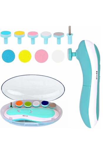 StartONTeam Electric Nail File, Manicure Set for Babies, Children and Adults, 6 Heads, Blue LED Lighting