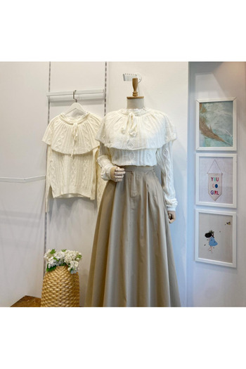 Faya Boutique Ecru Ribbon Detailed Fiore Sweater