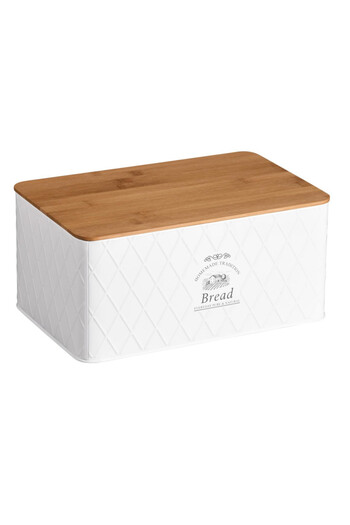 Kesper Bread box 18046, 28x18x13 cm, Stainless steel, Bamboo, White