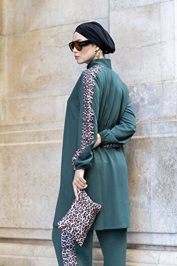 dilber fashion Double Face Cotton Lycra Double-Sided Tracksuit Set with Leopard Detail and Bag Gift