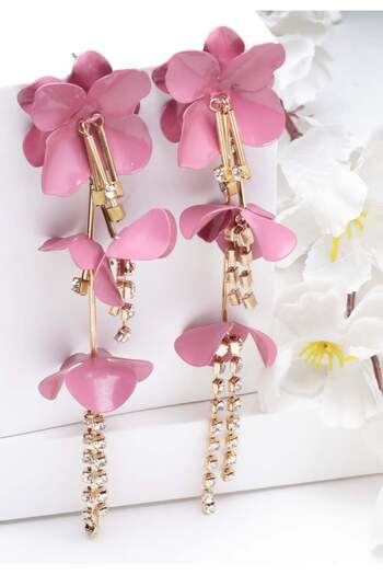 Avant-Garde Paris Long Pink Floral Earrings