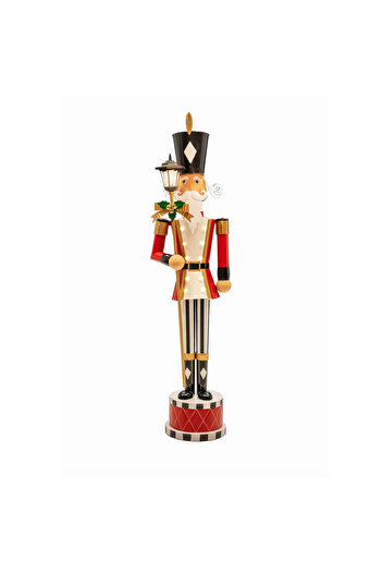 BraziPremium By OLLMA Christmas metal decoration Nutcracker with lantern and lights, 165 cm, red