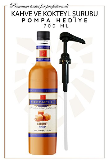 Simonelli Kahve Şurubu Karamel Aromalı Beyaz Çikolata Aromalı 700 ml Pompa Hediyeli