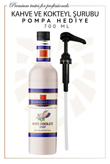 Simonelli Kahve Şurubu Karamel Aromalı Beyaz Çikolata Aromalı 700 ml Pompa Hediyeli