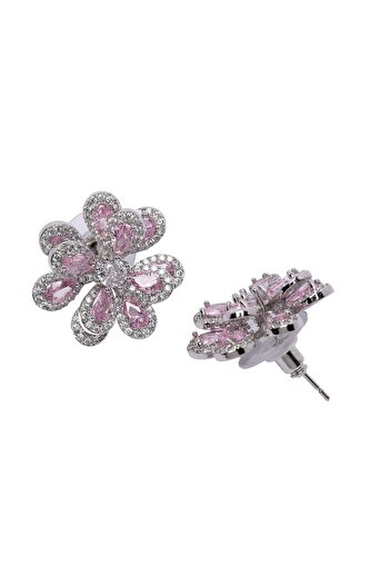 Avant-Garde Paris Light Pink sparkling Floral Stud Earrings
