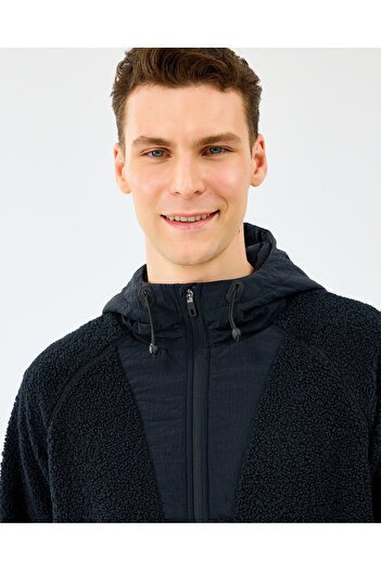 SKECHERS M Comfort Hoodie Sherpa Jacket Erkek Siyah Mont S2520131-3817