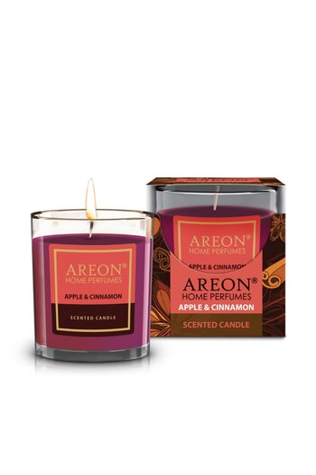 Areon Scented Candle Areon, Glass Jar, Apple + Cinnamon, 7.5 x 6.9 cm, 25 Hours Burn Time