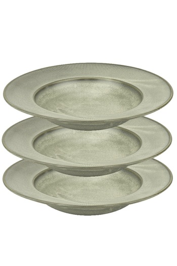 Culinaro Set of 3 Moss porcelain pasta plates 28cm