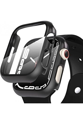 Autentic Carcasa pentru Apple Watch 7, 45 mm, negru/transparent