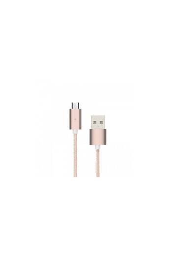 SOHO Cablu de încărcare magnetic Micro USB, 1m, textil, auriu roz