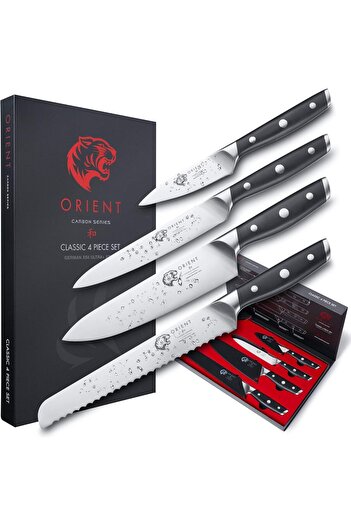 Orient Set of 4 kitchen knives, Origin Series, made of German X50 Ultra + stainless steel, black
