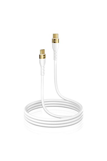 SOHO Cablu încărcător rapid și transfer date USB-C la USB-C, 100W PD, lungime 2M, Auriu alb