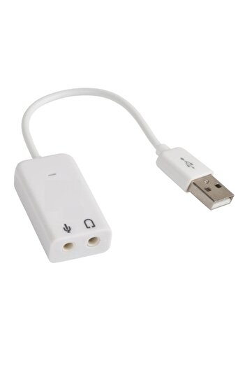 Bibilel USB Sound Card 7.1, Adapter for Headphones and Microphone, White